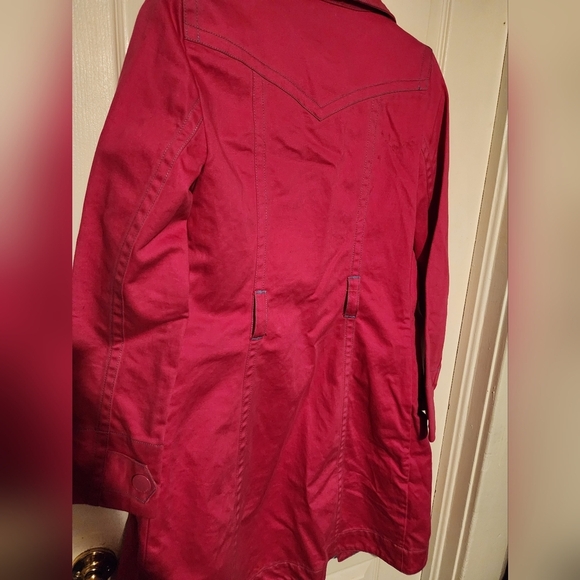 Tommy Jeans Tommy Hilfiger Hot Pink With Blue Stitching Trench Coat - Picture 5 of 5